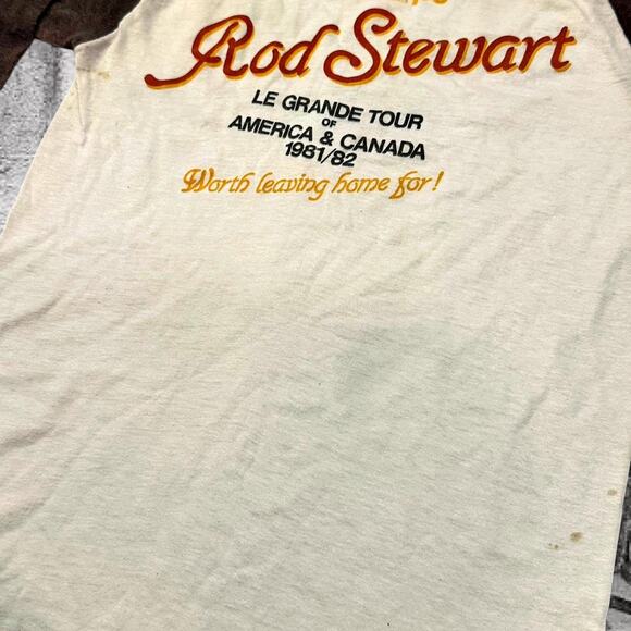 Vintage Rod Stewart 1981/82 Tour Raglan Tee – M (38-40) – White/Black Baseball T - Picture 3 of 8